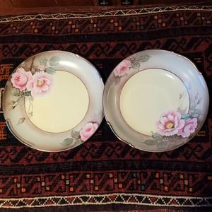 Noritake Mormura‎ M plate and bowl Hand Painted Japan mark